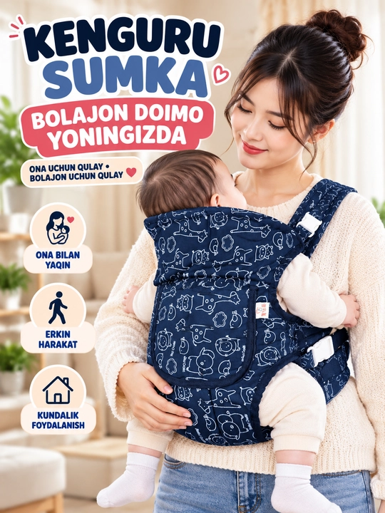 Olalar uchun kenguru ryukzak 3v1 — kenguru sumka, chaqaloqlar uchun - 