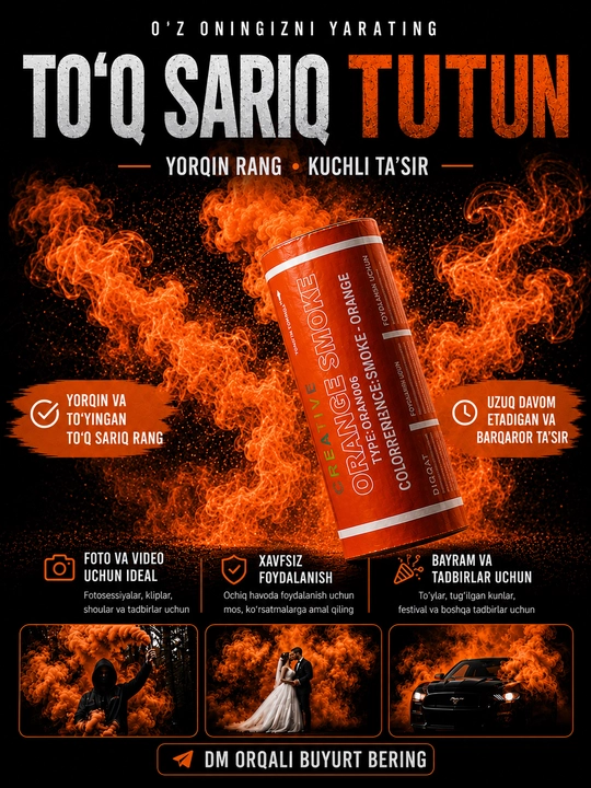 Rangli tutun (dym) 60 soniya – har xil ranglarda color smoke