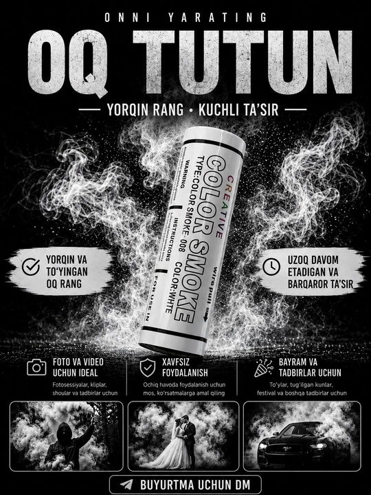 Rangli tutun (dym) 60 soniya – har xil ranglarda color smoke