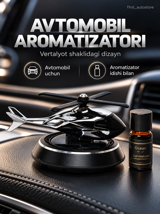 Aromatizator "Vertolyot", quyosh energiyasidan ishlaydi, avtomobil havo xushbo'ylantirgich