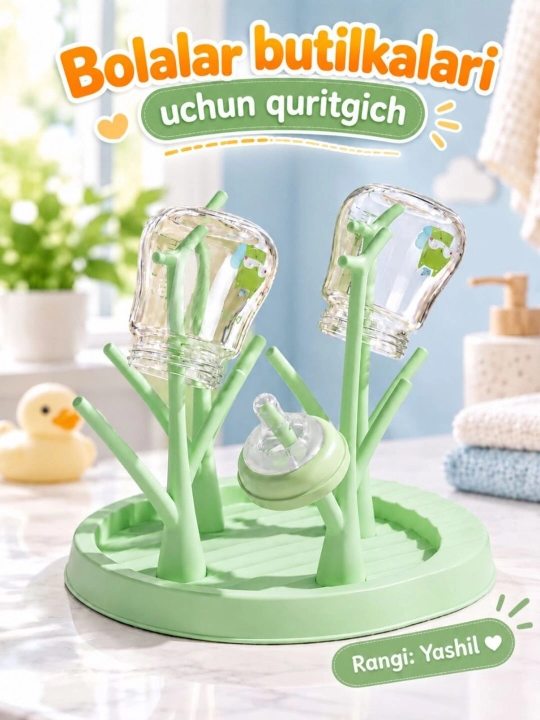 Bolalar butilka quritgichi. Sut shishalari, suv idishlari, so'rg'ichlar, niblerlar uchun - 