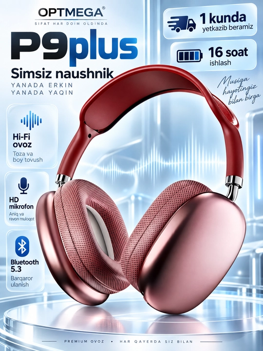 Беспроводные наушники Bluetooth P9 с микрофоном, полноразмерные - 