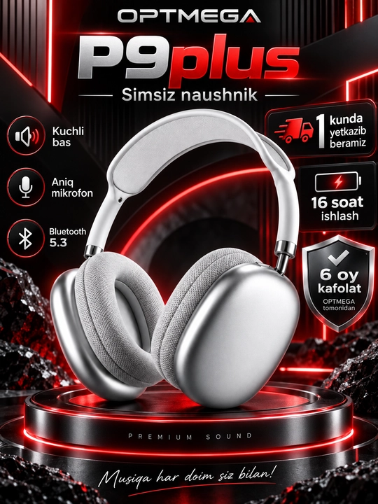 Беспроводные наушники Bluetooth P9 с микрофоном, полноразмерные - 