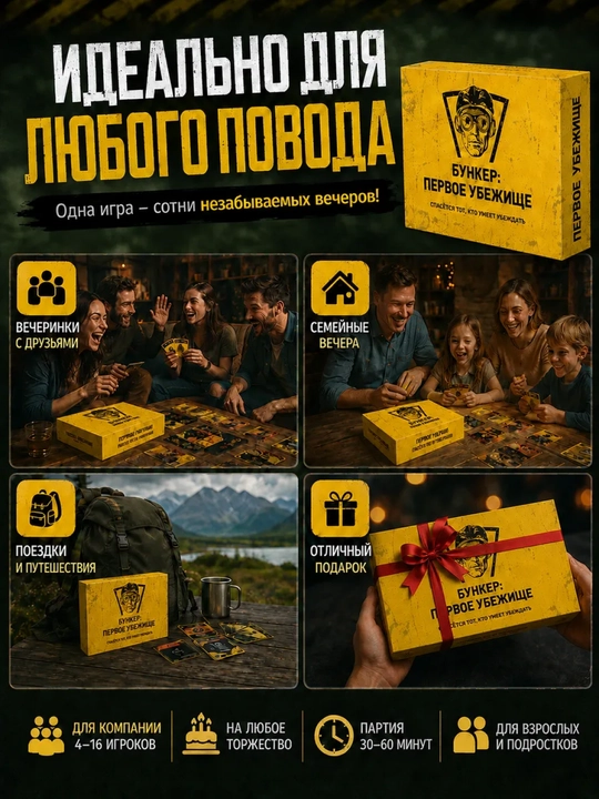 Настольная игра "Бункер", развивающая игра для детей и взрослых