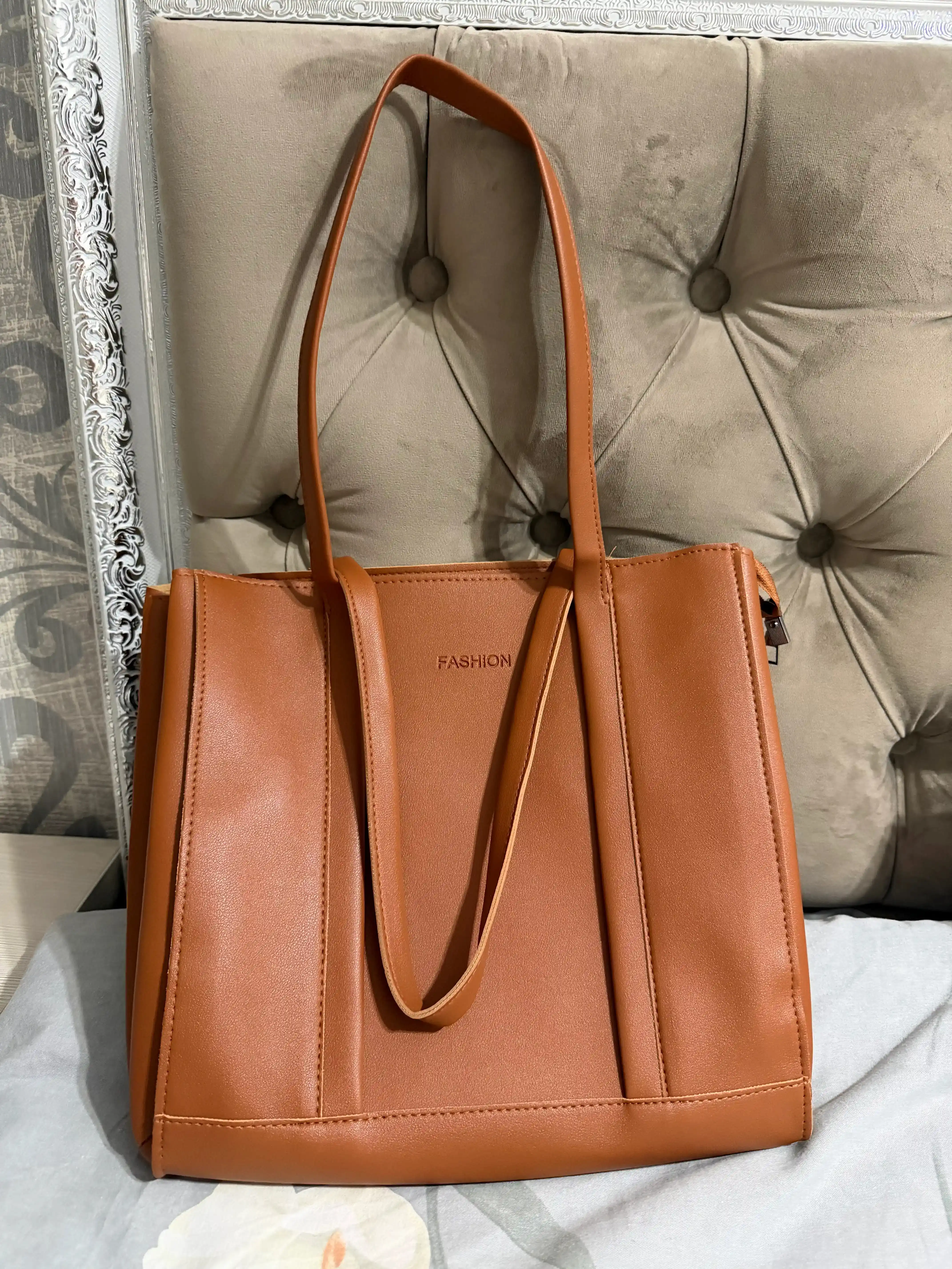 Katta ayollar tote sumkasi 2 tasi 1 da, PU ekoteri, kosmetik sumkacha bilan