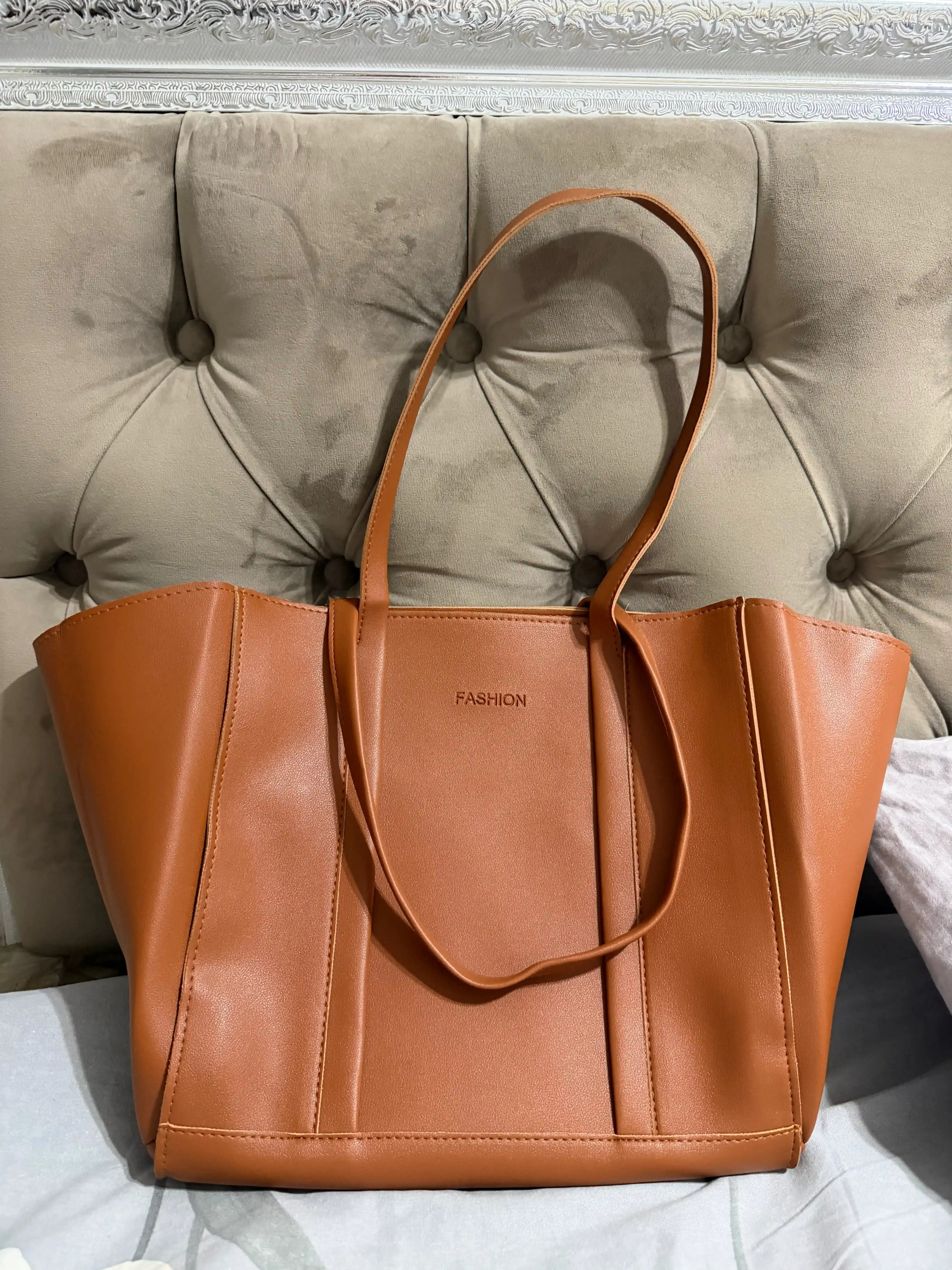 Katta ayollar tote sumkasi 2 tasi 1 da, PU ekoteri, kosmetik sumkacha bilan