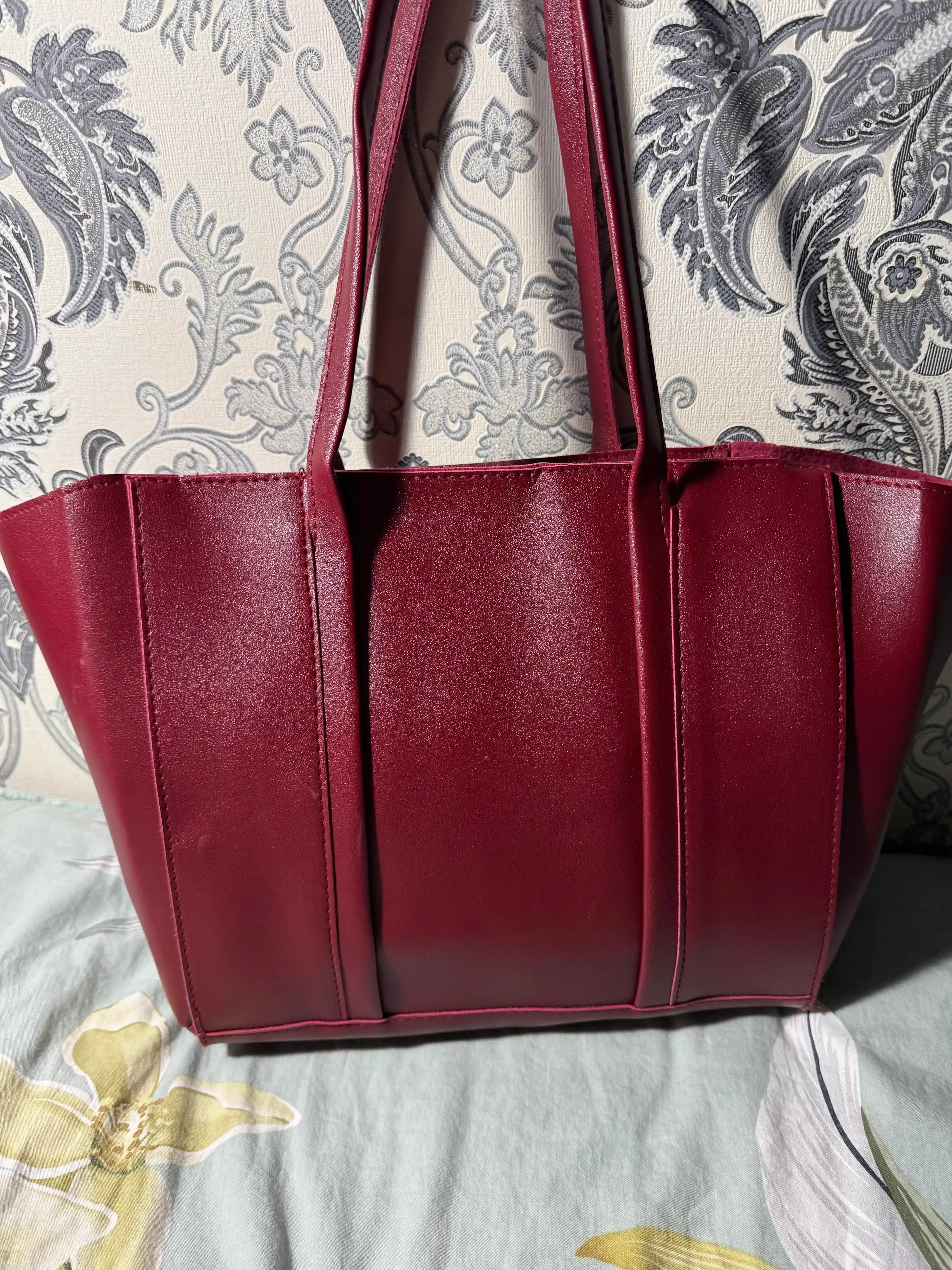 Katta ayollar tote sumkasi 2 tasi 1 da, PU ekoteri, kosmetik sumkacha bilan