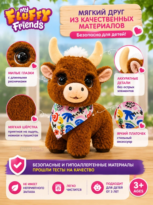 Интерактивная игрушка телёнок с бутылочкой, ходячая мягкая игрушка со звуком