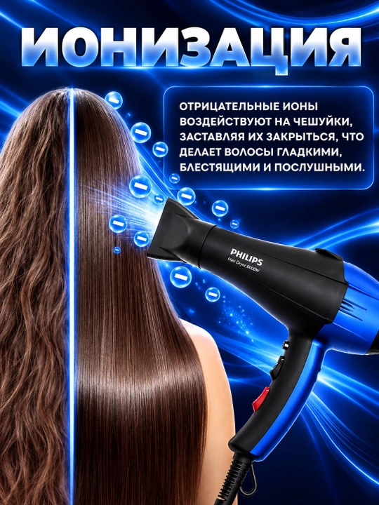 Soch uchun professional Fen PH-8080, quritish va yotqizish uchun, ionizatsiya bilan