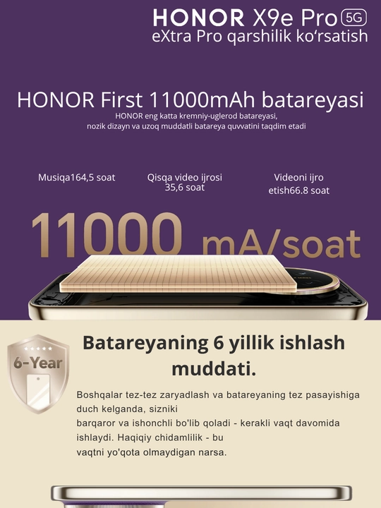 HONOR X9E Pro 5G, защита eXtra Pro, 11000 мАч, до 10 м по стандарту IP69