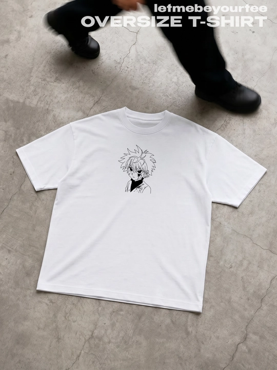 Y2k Killua printli katta o'lchamli futbolka - 