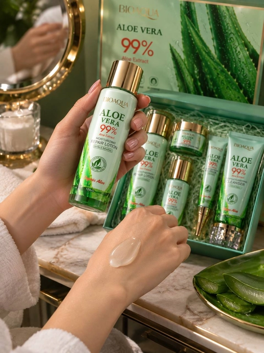 BIOAQUA Aloe Vera 99% yuz terisi uchun parvarish to‘plami, 6 qism