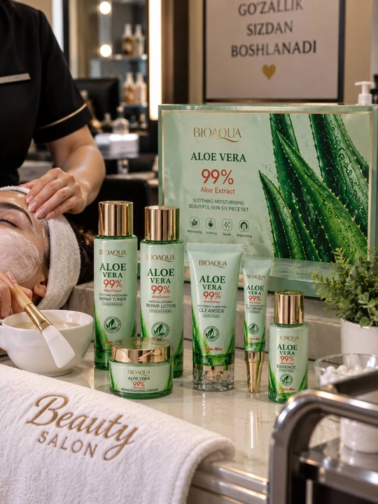 BIOAQUA Aloe Vera 99% yuz terisi uchun parvarish to‘plami, 6 qism