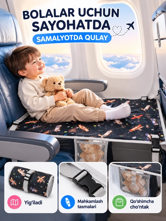 Gamak, samolyot uchun bolalar yotog‘i, sayohat uchun yig‘iladigan lyulka - 
