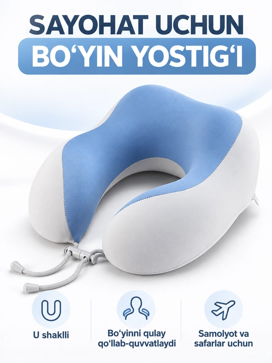 Xotira effektli bo‘yin yostiqchasi. Sayohat uchun komplekt - 