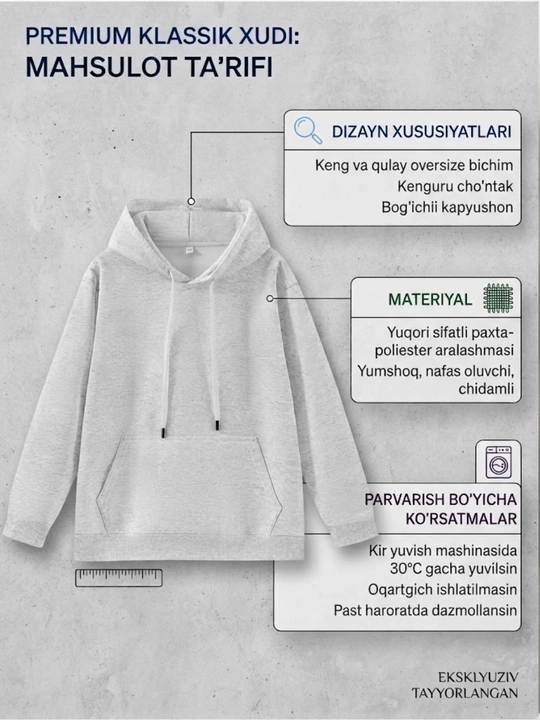 Kuz va qish mavsumi uchun erkaklar va ayollar uchun M-3XL razmerli, oversize hudi - 