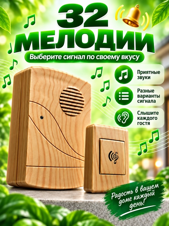 Simsiz eshik jiringlagichi, radio antenna, uy uchun bezak, kabelsiz