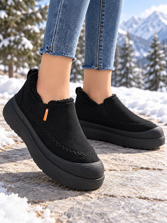 Ayollar uchun CozyWalk issiq izolyatsiyalangan sliponi, bog‘ichsiz, qalin tagcharmli