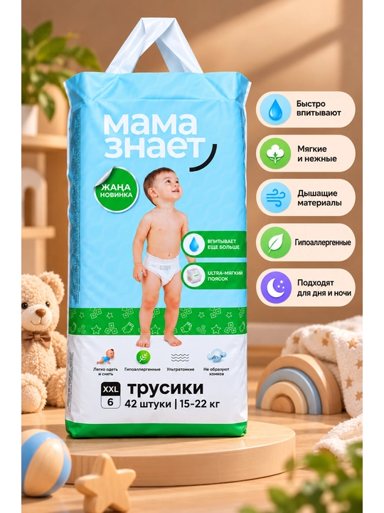 Mama znayet - katta qadoqlardagi tagliklar, 3-7 o‘lchamlarda - 