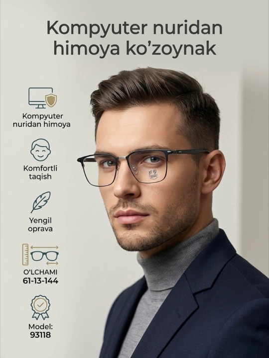 Kompyuter uchun himoya ko‘zoynagi, zamonaviy ramkali - 