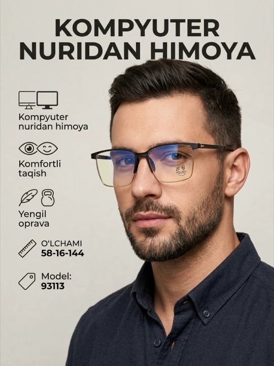 Kompyuter uchun himoya ko‘zoynagi, zamonaviy ramkali - 