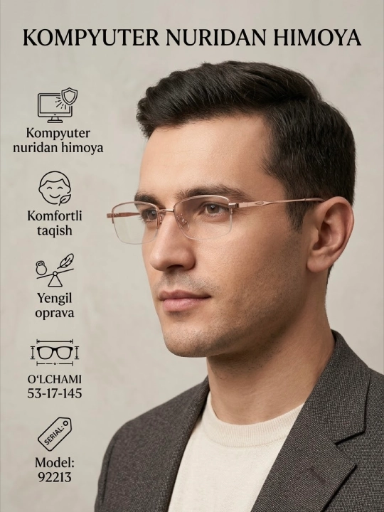 Kompyuter uchun himoya ko‘zoynagi, zamonaviy ramkali - 
