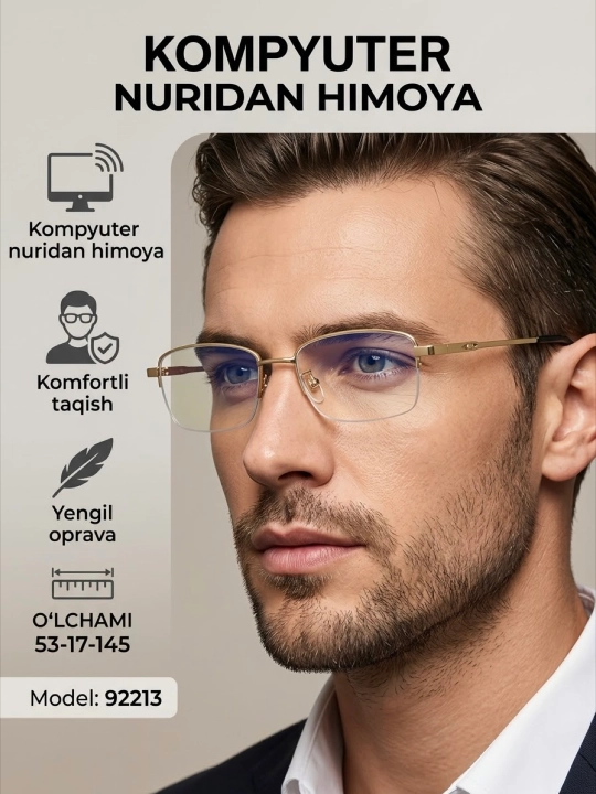 Kompyuter uchun himoya ko‘zoynagi, zamonaviy ramkali - 