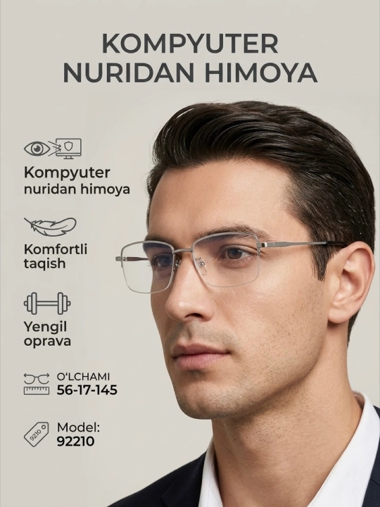 Kompyuter uchun himoya ko‘zoynagi, zamonaviy ramkali - 