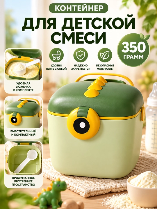 Удобный контейнер для детской смеси, закусок и каш, удобный на прогулке и в дороге - 
