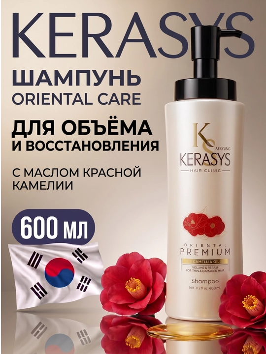 Шампунь, для всех типов волос, Oriental Premium, с кератином, Kerasys, Корея, 600 мл - 