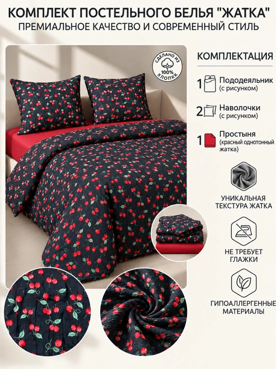 Choyshab toplami, postel komplekti — paxta jatka 1/2 kishilik