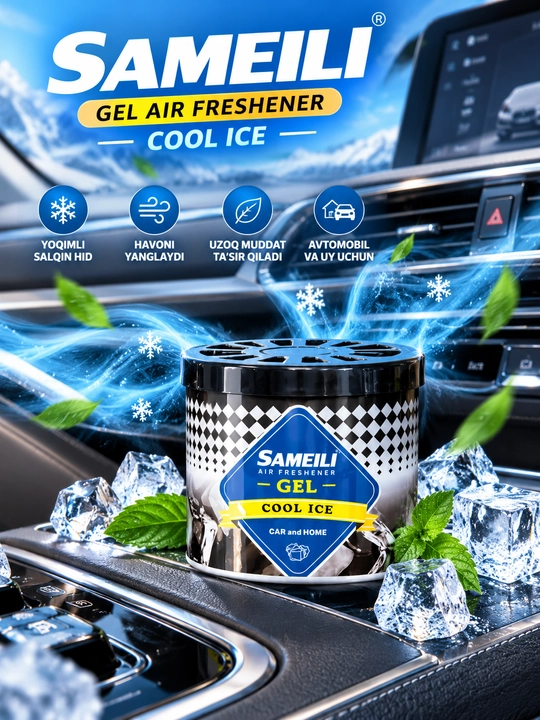 Avto xushbo'ylantirgich, havo aromatizatori, gel aromatizator, Cool Ice gel, uy uchun avto