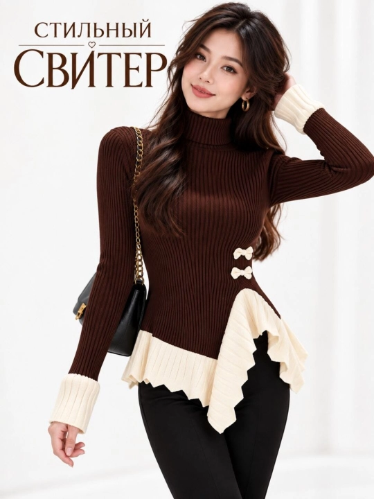 Ayollar uchun qalin angora sviter – nafis issiq model, M–2XL - 
