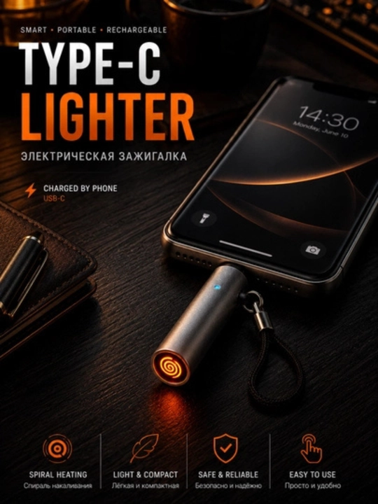 Type-C rusumli elektron USB yondirgich - shamoldan himoyalangan ixcham mini yondirgich