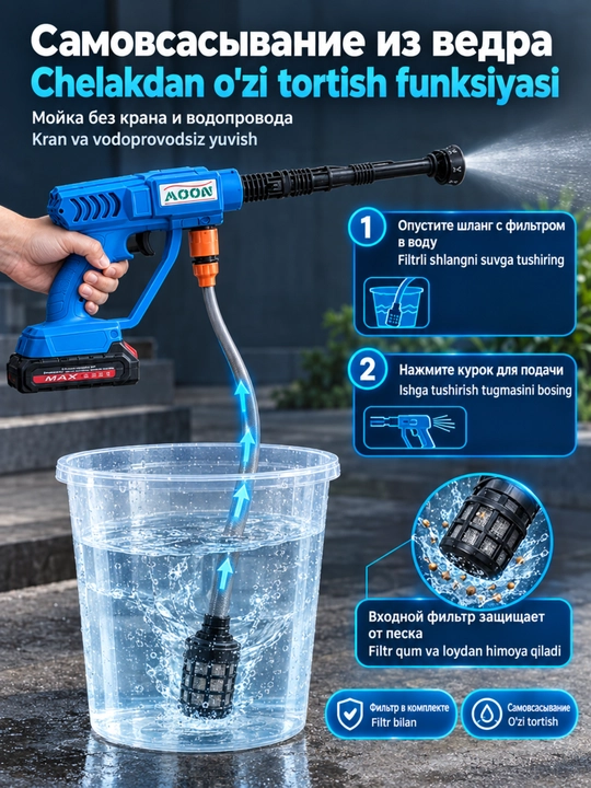 Мойка высокого давления,MOON 48 HV,аккумуляторная,мини мойка