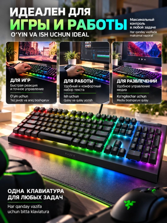 Механическая клавиатура Razer BlackWidow V4 X, RGB, 6 макро-клавиш