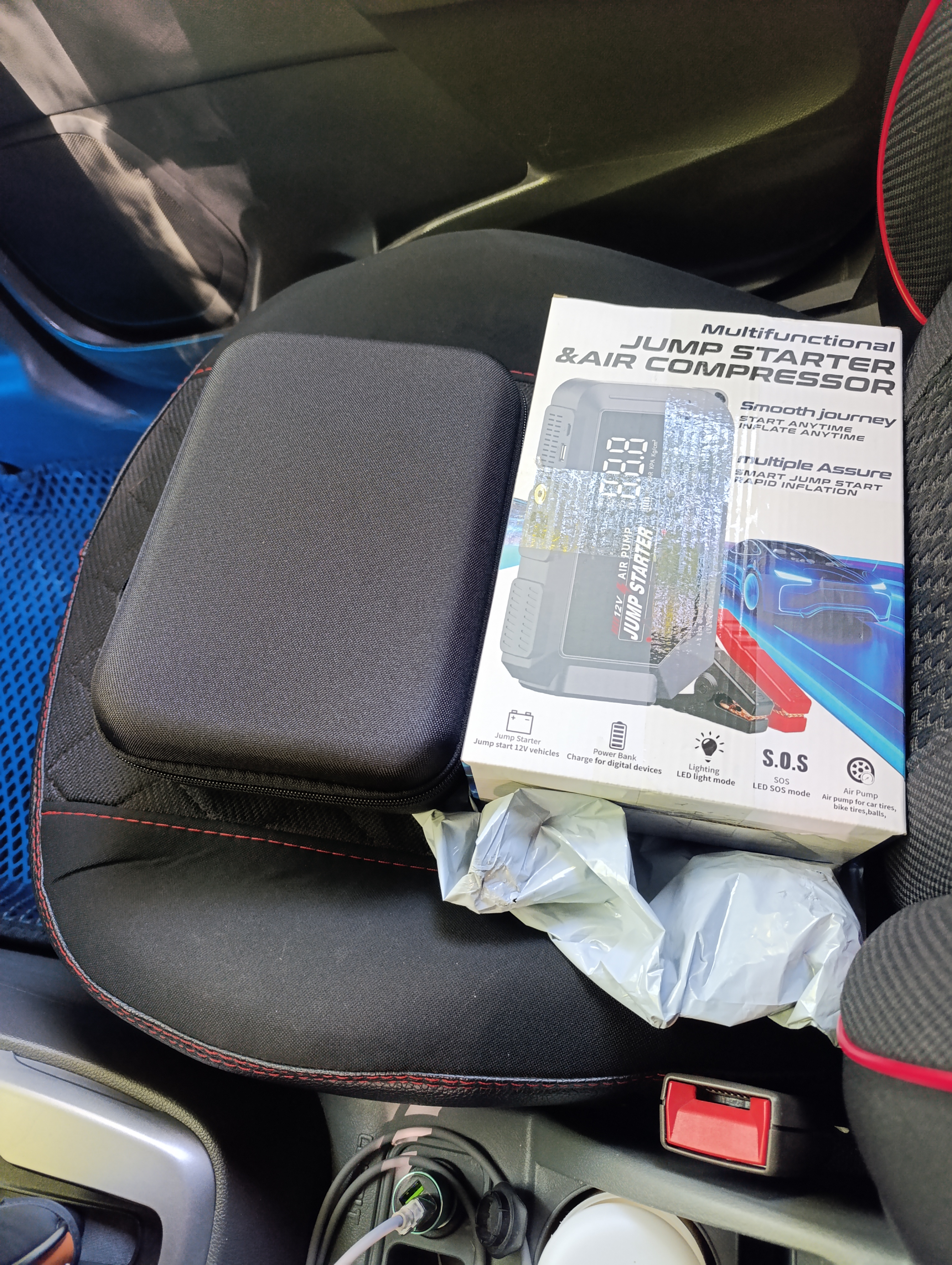 Start-zaryad qurilmasi kompressorli 12000 mA·soat, 3000A, LED fonar, 150 PSI