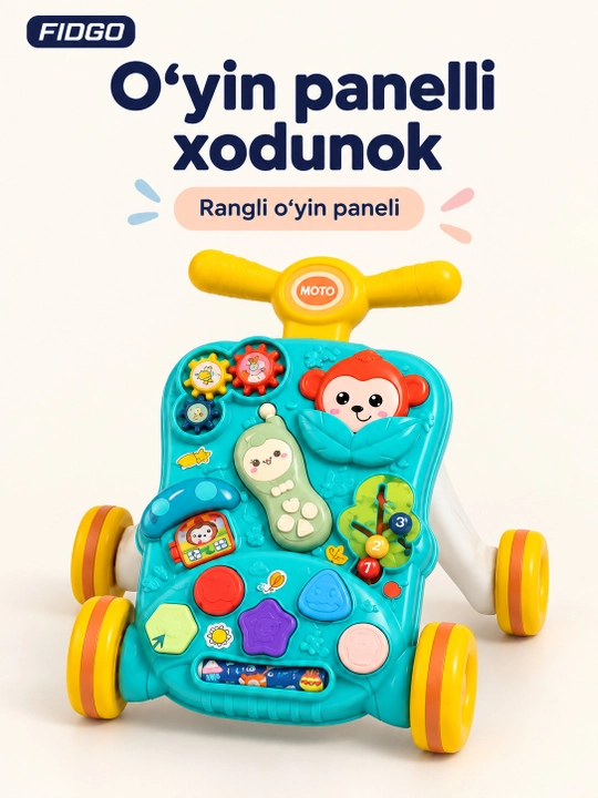 Bolalar uchun FIDGO 5 tasi 1 da xodunok-katalka, rivojlantiruvchi stol va tolokar - 