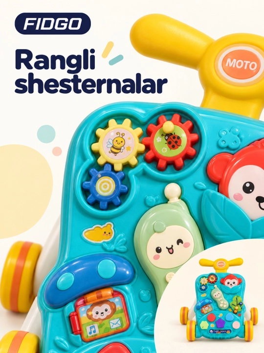 Bolalar uchun FIDGO 5 tasi 1 da xodunok-katalka, rivojlantiruvchi stol va tolokar