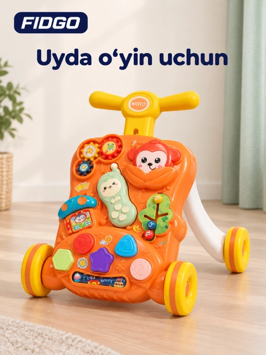 Bolalar uchun FIDGO 5 tasi 1 da xodunok-katalka, rivojlantiruvchi stol va tolokar