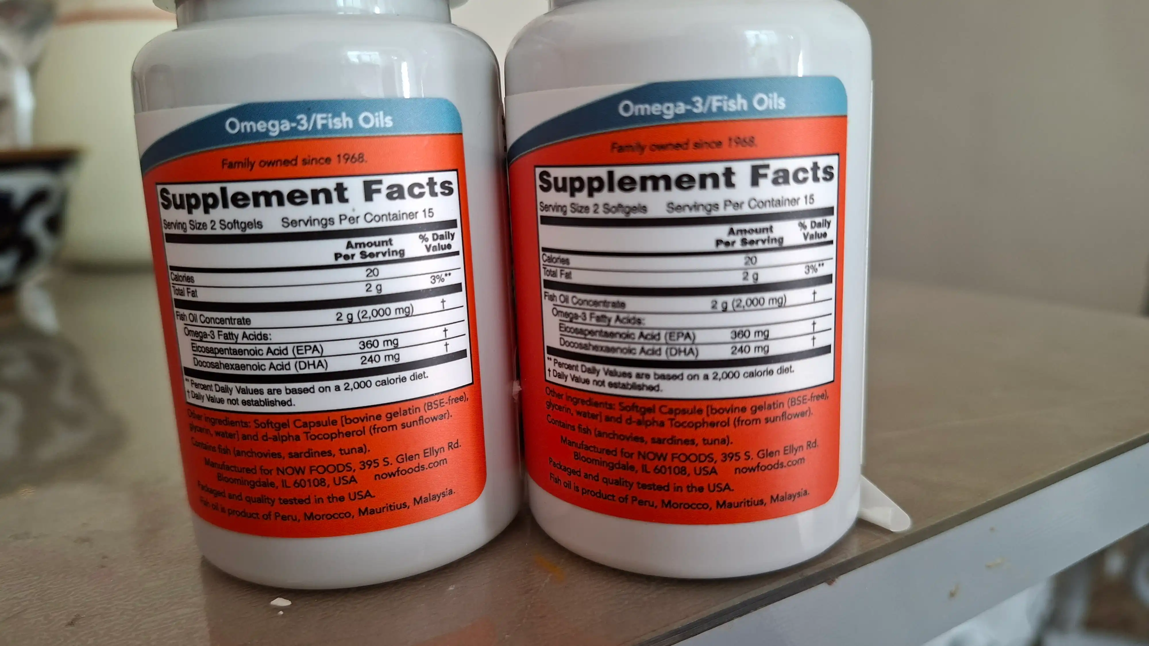 Now Foods Omega-3, baliq yog'i, 180 EPA / 120 DHA, halol