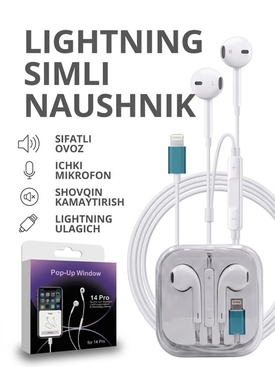 Проводные наушники с кабелем Lightning для iPhone - 