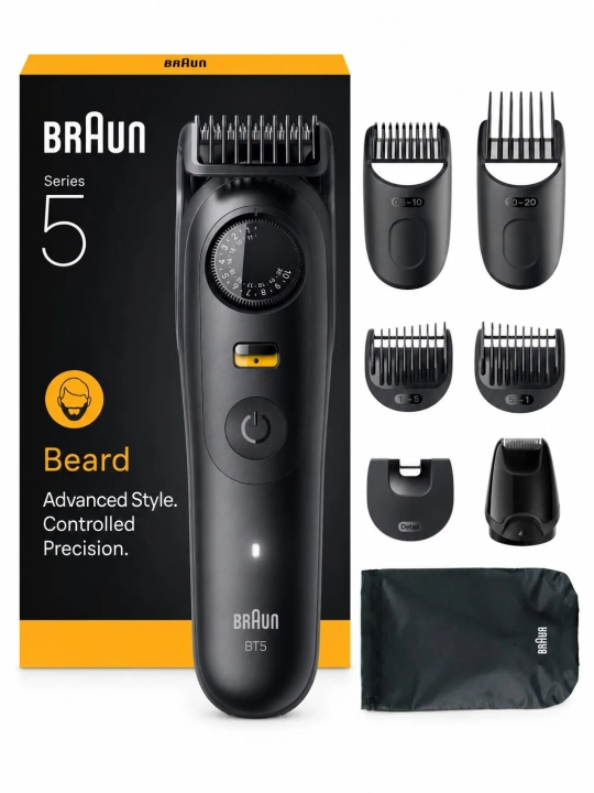 Триммер для бороды Braun BT5560, электрический, регулировка длины, черный матовый