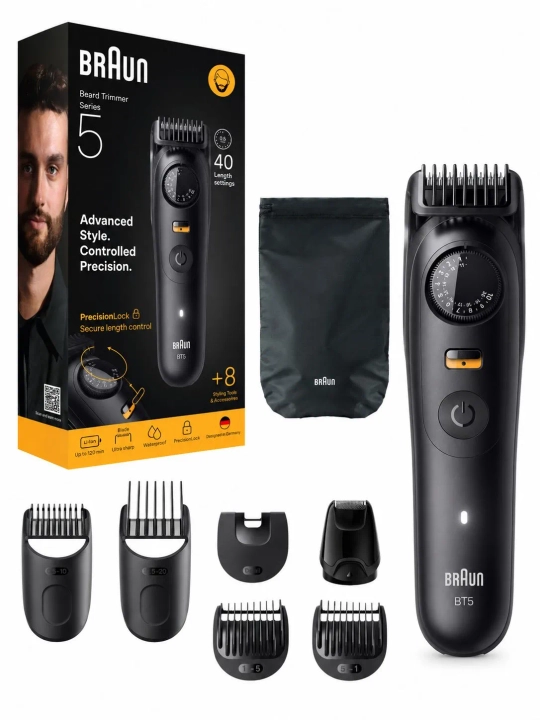 Триммер для бороды Braun BT5560, электрический, регулировка длины, черный матовый