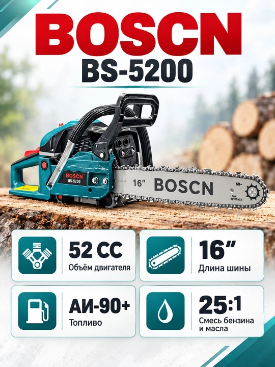 Benzinli zanjirli arra BOSCN BS-5200.(Бензопила)professional arra, - 