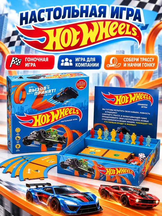 Настольная игра Hot Wheels — гоночная игра для детей и компании - 