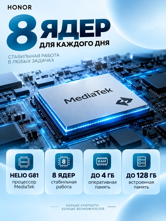 Смартфон HONOR X5es, 4/128 ГБ, 6000 мАч, экран 6,9″ 90 Гц, камера 50 МП