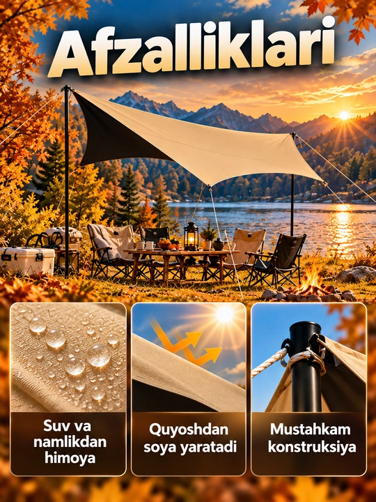Тент палатка camping 450x520 см Outdoor Camp UV защита от дождя