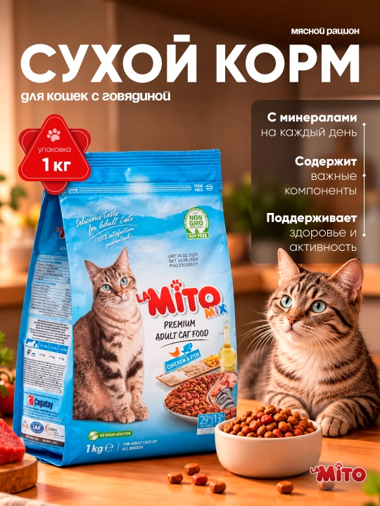 Mito Mix сухой корм для кошек 1 кг