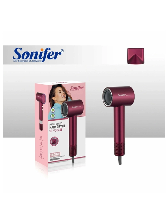 Sonifer professional soch quritgichi, cho‘tkasiz motor,110 000 ayl/min,2 ta tezlik rejimi